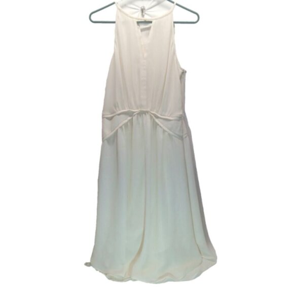 Banana Republic Ladies Size 8 Ivory Chiffon Draped Sleeveless Dress Sheer GUC - Picture 1 of 11